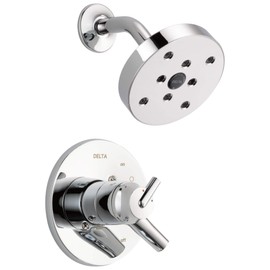 Delta Faucet Trinsic 17 Series Dual-Function Shower Trim Kit with Single-Spray H2Okinetic Shower Head, Chrome T17259 (Valve Not Included)