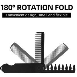YGMXZL 2-in-1 Taschenhaarbürste und Kamm – feine/breite Zähne für Herrenbart, Damenhaarstyling | Faltbares Reisezubehör | Friseur-Grade-Pflegeset