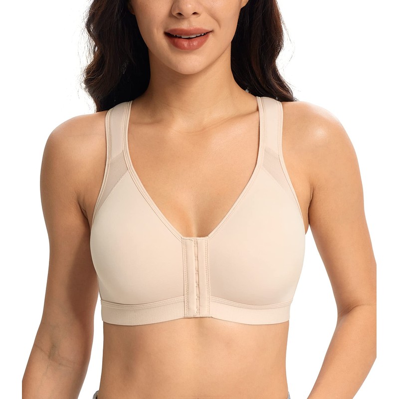 Lemorosy Posture Bra Full Coverage Front Closure Wirefree Unpadded Back