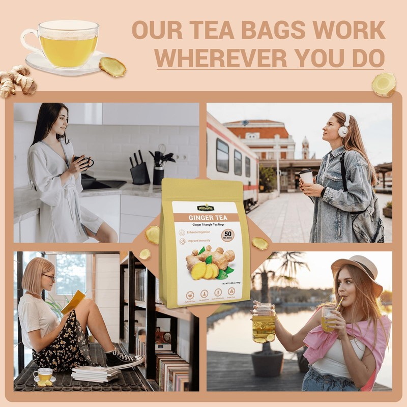 Ginger Root Herbal Tea - Caffeine Free, 50 Tea Bags