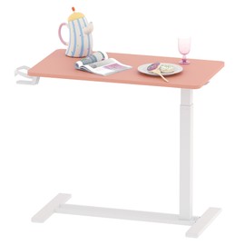 FLEXISPOT Mobile Standing Desk with Wheels Pneumatic Laptop Desk Rolling Computer Cart Movable Height Adjustable Small Sit Stand Computer Workstations Home Use（31.5" W x 17.7" D,Pink