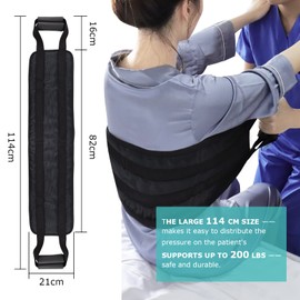 [Punching] 110 cm Transfer Belt for Patients, Padded Bed Transfer Care Strap for Disabled, Elderly, Seniors, Injured - Safe Turning Aid Movement from Car, Wheelchair, Bed (Black)