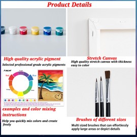 PAILIM 2 Pack Sip and Paint Kit for Adults Couples Painting Kit Pre Drawn Canvas to Paint Valentines Day at Home Date Night Party Favor Supplies Art Painting Set Couples Activity Hawaii Beach 8x10 Canvas Painting Kit