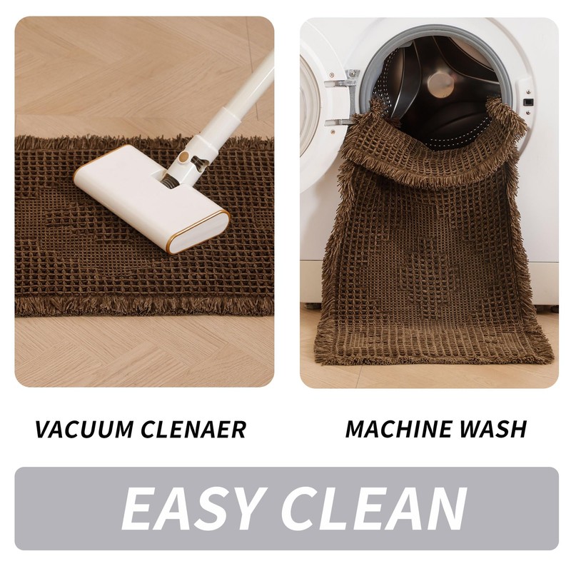 LUFEIJIASHI Non Slip Bath Mats for Bathroom Soft Absorbent Boho