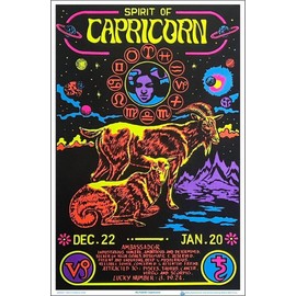 Capricorn Zodiac Sign - Flocked - Blacklight Poster - 23" x 35"