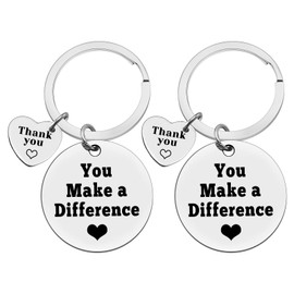 Ximalun 2Pcs Thank You Gifts for Women Men Appreciation Keyring You Make a Difference Keyring Gifts for Employee Colleague Staff Thank You Gifts for Nurse Teacher Coach Social Worker Bus Driver