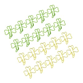 EXCEART Pack of 20 Lucky Clover Paper Clips Student Stationery Paper Clip Bookmark Holder Paper Clips Made of Metal Cute Paper Clips Document Clips Mini Paper Clips Set Sensitive