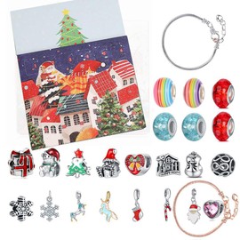 Advent Calendar Christmas Countdown Calendar DIY 24 Days Xmas 2 Pcs Bracelets with 22  Beads Jewelry Making Set