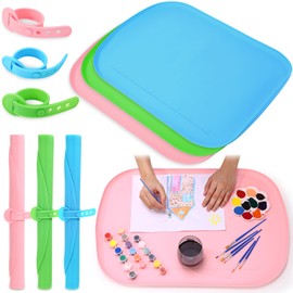 LemonRoad 3 Pack Silicone Art Mats for Crafts 24" x 16" Painting Mat for Kids with Raised Side to Stay Tidy Drawing Paint Silicone Craft Mat for Clay Resin Jewelry Making DIY Art Crafts Creation