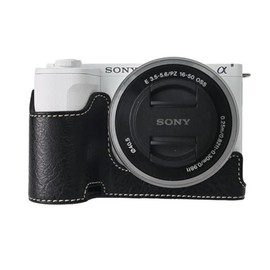 TYUANDOUER ZVE10 II Half Case - Textured PU Leather Case for Sony ZVE10 Mark II Digital Camera with Opening Bottom - Protective Grip Camera Case for ZVE10II ZVE-10 II - Black