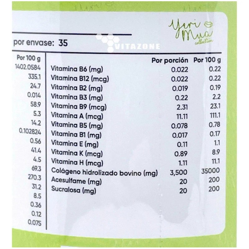 Colágeno Hidrolizado Yeri Mua 350 Grfresa Kiwi Sin Azúcar 3p