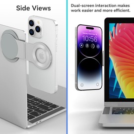 CloudValley for Magnetic Laptop Phone Holder, Slim Adjustable Cell Phone Stand & Slim Protable Laptop Side Mount Clip, Computer Monitor Expansion Bracket, Modular Work from Home Kit - Silver