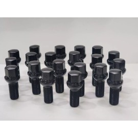 Unbranded 20x Black 14x1.5 Ball Seat Wheel Lug Bolts 28mm Shank Fit Mercedes Stock Wheels