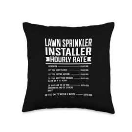 Funny Lawn Sprinkler Installer Hourly Rate Throw Pillow