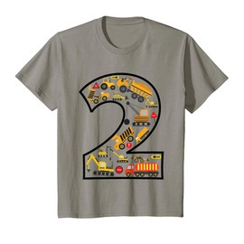 2nd Birthday Crane Excavator Truck 2 Year Old construction T-Shirt