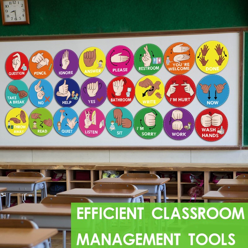ASL Classroom Hand Signal Cards - 36 Classroom Hand Signal