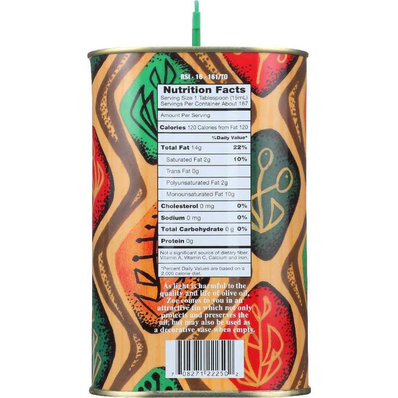 Zoe Organic Extra Virgin Olive Oil, 2.5 Liters