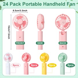 Tujoe 24 Pcs 180° Foldable Mini Handheld Fan Mini Desk Fan Small Portable Fan 2 In1 Personal Fan Battery Operated Cooling Fans Makeup Eyelash Fan for Home Office Hiking Travel (Multicolor)