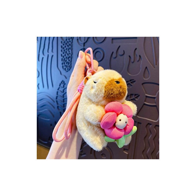 Cute Capybara Plush Keychain Set - Adorable Stuffed Animal Decor