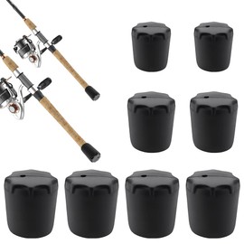 TWZKXC 8 Pcs Fishing Rod Butt Cushion, Breathable with Drain Holes Silicon Fishing Rod Butt Cap End Pole Seat Cushions Protector Pole Holder for Boat Fishing Rock Fishing, Black, 3 Size