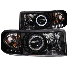 HEADLIGHTSDEPOT Black Housing Halogen Headlights Compatible with Dodge Ram 1500 2500 3500 1994-2002 Includes Left Driver and Right Passenger Side Headlamps