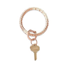 Oventure Big O® Key Ring – Rose Gold Croc Leather Bracelet Keychain for Women, Hands-Free Wristlet with Secure Locking Clasp
