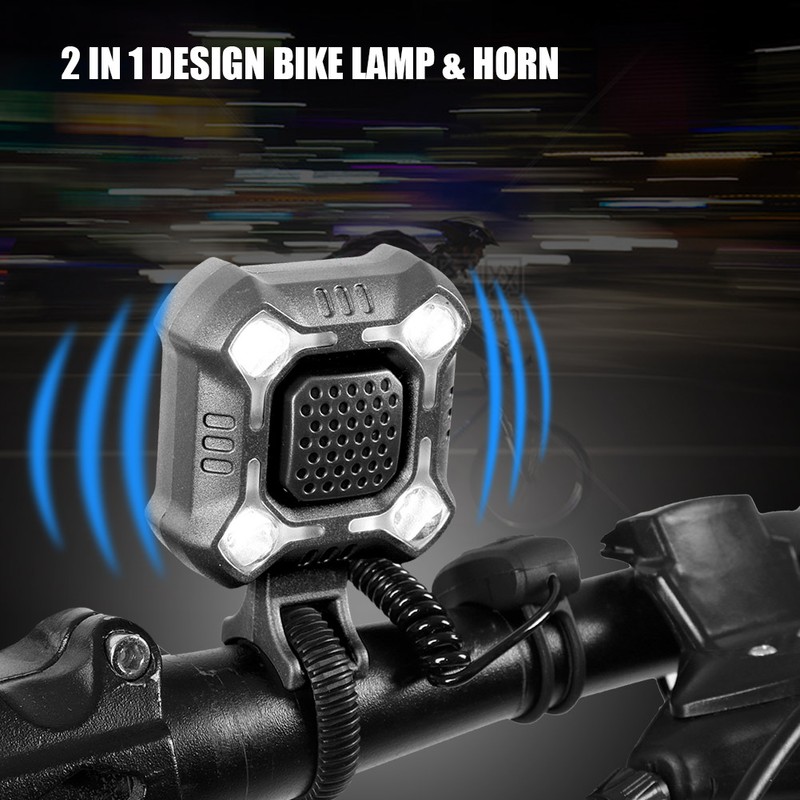 Waterproof Rechargeable Bike Front Lamp Bell Bicycle Handlebar Light Horn