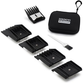 4 Sizes Professional Universal Animal Clipper Replacement Attachment Guard Guide Combs 1/8" 1/4" 3/8" 1/2" Compatible with Oster A5 Style Classic 76 Andis AG, BG Wahl KM Series Pet Clippers (Black)