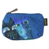 Vintage Sun N Sand Laurel Burch BLUE Cats 7x4 Cosmetic Bag LB6221A