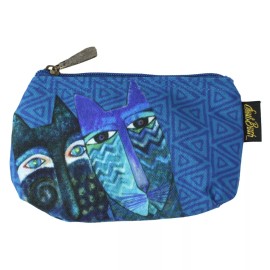 Vintage Sun N Sand Laurel Burch BLUE Cats 7x4 Cosmetic Bag LB6221A