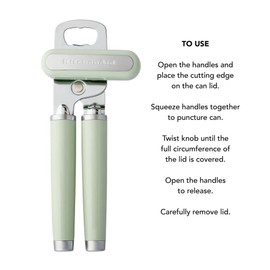 KitchenAid Classic Multifunction Can Opener and Bottle Opener Easy to Use, Razor Sharp Stainless Steel Cutting Wheel, Soft Ergonomic Handles, Pistachio