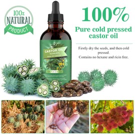 Castor Oil Cold Pressed Castor Oil, 118 ml, Pure Castor Oil, 100% for Eyelashes, Eyebrow Enhancer, Beard Growth, Hair Growth, Stimulates, Nails, Face, Vegan, No Animal Testing, No GMO