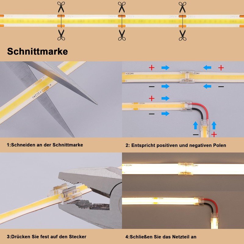 BENLUN 24V COB LED Strip Lights 65.6ft Kit, 3000K Warm