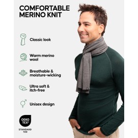 DANISH ENDURANCE Merino Wool Scarf, Premium Quality, Soft, Warm Neckwear, for Winter, for Men and Women, Dark Grey, One Size
