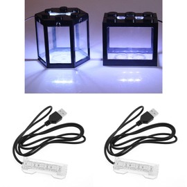 ECSiNG 2Pcs Small Aquarium Light Black Wire White Light USB Strip Water Plant Light USB Mini Desktop Fish Tank White LED Lights Aquarium Accessories