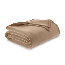 Vellux 1B07049 Original Insulating Core Hotel Style Solid blanket Machine Washable Soft Cozy Warm Pet Friendly Bed Sofa Blankets, Twin, Beige