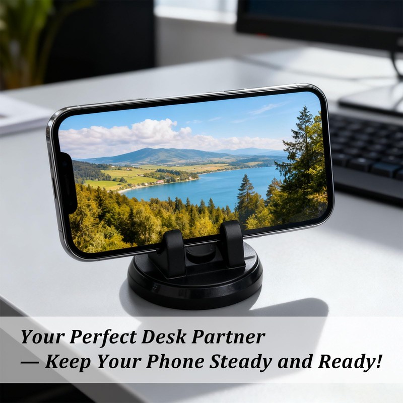 360° Rotatable Car Phone Mount with Three-Point Dashboard Support –
