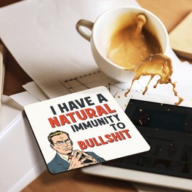 Dorothy Spring I Have Natural Immunity Funny Retro Sarcastic Wooden Gift Coaster For Office Friend and Colleague Brother who Love to Laugh