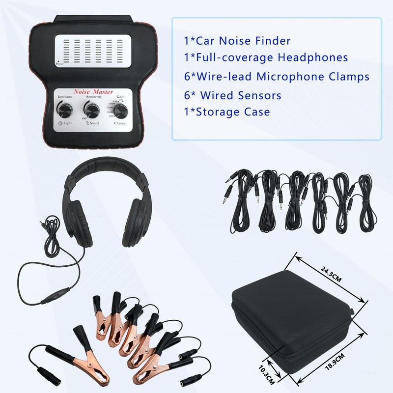 KTTOOL 6 Channel Car Engine Noise Finder, Sound Detector Tester