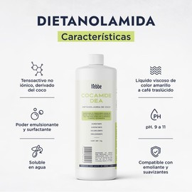 Hebbe - Dietanolamida de Ácidos Grasos de Coco, Emulsionante y Estabilizador de Espuma para Cosméticos, 1000 g