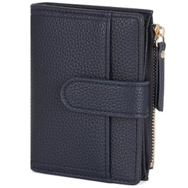 RRANCharltu Women's Leather Wallet Small with Card Slots Purse Small Wallet Girls with Zip Pocket and Banknote Compartment, darkblue, Classic