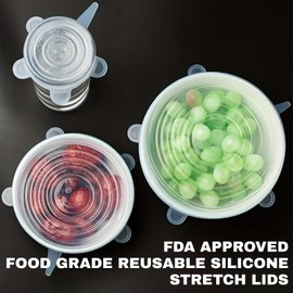 Reusable Silicone Stretch Lids – 18PCS Round & Square Stretchy Food Covers, Airtight & Leakproof, Microwave & Dishwasher Safe