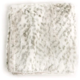 Luxury Faux Fur Oversized Throw Blanket with Plush Velvet Reverse, Fox Lynx or Gray Mink (Snow Leopard)
