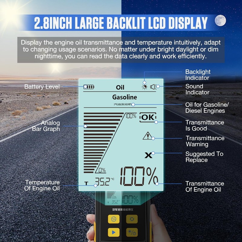Engine Oil Tester Gasoline & Diesel Engine Oil Quality Tester