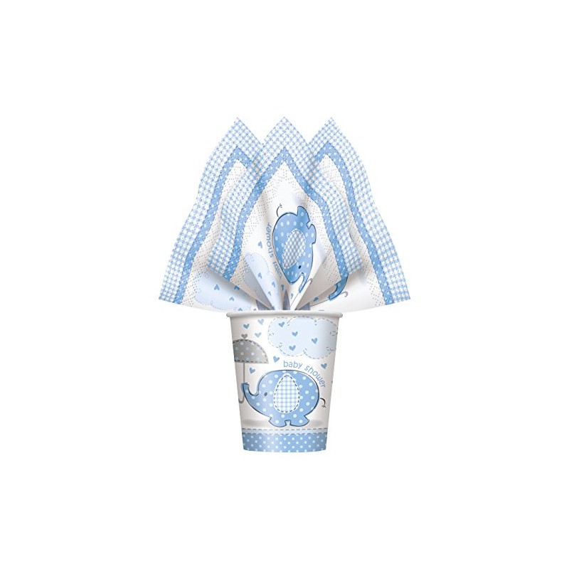 Unique 41692 Blue Elephant Boy "Baby Shower" Luncheon Napkins 6.5",