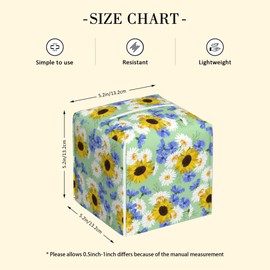 POIUBLE Tissue Box Holder Sunflowers, Cornflowers and Chamomile Tissue Box Cover Square Leather Tissue Holder Organizer Portable Decorative Facial Paper Case for Home Office Bathroom Vanity Countertop