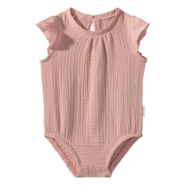 Sterntaler Plain Muslin Bodysuit with Cap Sleeves Rabbit Happy - Baby Bodysuit for Girls Made of Cotton Muslin - Summer Girls Bodysuit Plain Colour Buttoned Back, Velvet pink.