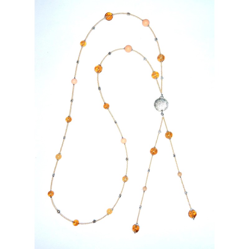 SSH-Design - lange Y - Kette - hellorange lachs -