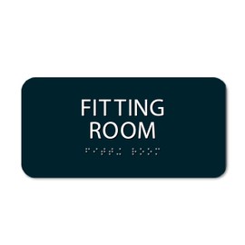 ALPHA DOG ADA SIGNS - Fitting Room Sign with Braille for Your Business, 4x8 Inch, ADA Compliant, Indoor or Outdoor, Easy Installation, Made in the USA, Black