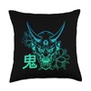 Hannya Oni Mask/ Japan Anime, Demon Warrior Mask, Throw Pillow